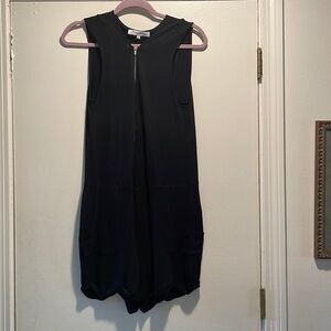 X By Gottex Black Zipper Front Cuffed & Pocketed Romper